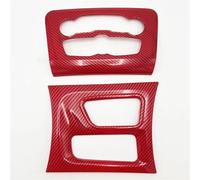 Coche Molduras Interiores For Dodge For Charger 2015-2023 Carbon Fiber Look Central Control Gear Shift Panel & Air Conditioning Cover Stickers(Red Carbon Fiber LOOK)