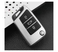 Coche Pegatinas Funda protectora de fibra carbono para llave coche, Para SEAT Para Ateca Para Leon Para FR 2 Para Ibiza Interior(Plata)