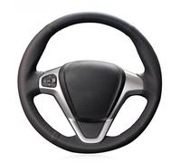 Coche Protector Volante Para Ford Para EcoSport 2014-2017 Para Fiesta 2008-2017 Funda Volante Coche Cuero Artificial Negro(Black Thread)