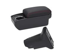 Coche Reposabrazos Para Fiat Para 500 2012-2025 Reposabrazos Dedicado Retrofit Realza El Centro Interior Caja De Almacenamiento Accesorios(C Black red NO USB)