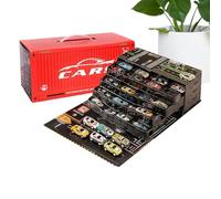 Coche retráctil, juegos de aprendizaje diecast con retroceso | Garaje para coches de carreras de 48 piezas | Varios estilos de vehículos para niños, viajes, preescolar, dormitorio, aula, sala de estar