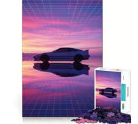 Coche Retro sobre Rejilla con Puesta de Sol, Rompecabezas para Adolescentes, 1000 Piezas, Juguete Inteligente para aliviar el estrés, Borde Afilado, Regalo de cumpleaños (38x52cm)