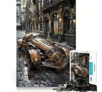Coche Steampunk en la Ciudad, Rompecabezas de 1000 Piezas para Adolescentes, Juguete para ejercitar la Mente, relajación Mental, diseño, Montaje, Lista de Deseos de Papá Noel 38x52cm