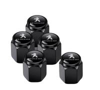 Coche Tapones para Válvula de Neumático para Peugeot 301 2017-2023, 5 Tapones de Válvula de Aluminio para Neumáticos Cubierta Antipolvo para Rueda de Coche Accesorios,Black