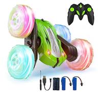 Coche Teledirigido,Coche AcrobáTico Camiones 360 Grados De RotacióN,Juguete Niño Regalo 3 4 5 6 7 8 9 12 Años Niña 2.4Ghz Niños Coche Teledirigido con Luces Incluye Batería Recargable (Verde)