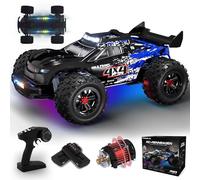 Coche teledirigido de 40 km/h, 1/14 RC coche con 7 luces de colores, 2,4 GHz, camión monstruo teledirigido con 2 baterías de 2000 mAh, 4 WD, camión monstruo teledirigido RTR All Terrain, RC Truck para