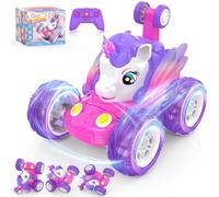 Coche Teledirigido Niña 3 4 5 6 7 8 9 Años, Juguete Unicornio Coche Radiocontrol RC Car Acrobacia Rotación 360° Regalo Cumpleaños Navidad Juego Carro Telecomandado Brinquedo Menina Criança Rosa