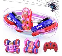 Coche Teledirigido Niños 4 5 6 7 8 9 10 Años, Spider Juguete Monster Truck RC Carro Radiocontrol Acrobático con Espectáculo de Luz, Remote Car Regalo Niña Cumpleaños Navidad Juego Infantiles Exterior