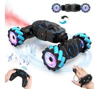 Coche Teledirigido para Niños, Coche RC Acrobático con Música Spray y Luces | Carro Telecomandado 4x4 con la Mano, Drift RC Car Rotación 360°, Regalo Juguetes Niño Niña 5 6 7 8 9 10 11 Años