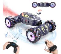 Coche Teledirigido para Niños con Música Spray y Luces, Coche RC Acrobático | 4x4 Drift RC Car con la Mano Rotación 360°, Regalo Juguetes Niño Niña 4 5 6 7 8 9 10 11 12 Años