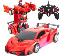 Coche teledirigido robot transformable versión Deluxe coche se transforma en robot coche robots coche robots luces LED juguete teledirigido AutoRacing Deportiva Transformable Niños Colores Surtidos (B