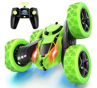 Coche teledirigido Stunt RC Cars, 2.4Ghz Double Sided 360° Rotatorio RC Crawler con faros, 4WD Off Road Drift RC Race Car juguete para niños y niñas de 6-12 años verde