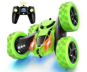 Coche teledirigido Stunt RC Cars, 2.4Ghz Double Sided 360° Rotatorio RC Crawler con faros, 4WD Off Road Drift RC Race Car juguete para niños y niñas de 6-12 años verde