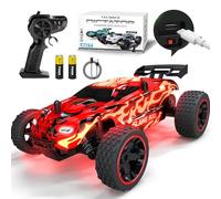 Coche Teledirigido Tecnock, Escala 1:18, Camión RC 2WD Todo Terreno 2.4GHz con Luces LED, Carga USB-C Fácil, 50 min de Juego, Juguete Regalo para Niños 8-12 Años Niños y Niñas