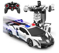 Coche Teledirigido,Transformable Robot Juguete Coches Policia Radiocontrol