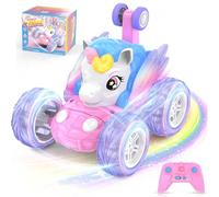 Coche Teledirigido Unicornio,Juguete Niña 3 4 5 6 7 8 9 Años Coche Radiocontrol Acrobacia con Luces RC Car Carro Telecomandado Regalo Cumpleaños Navidad Juego Infantiles Brinquedo Menina Criança