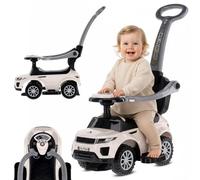Coche tobogán para niños 4en1, a Partir de 1 años, Coche empujador con claxon y música, Espacio para Guardar Cosas Debajo del Asiento (Blanco)