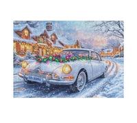 Coche Vintage Escena de Nieve Puzzle 300 Piezas Cartón Resistente Rompecabezas Familiar para Toda La Familia Juguete Educativo 3D Maquetas Construir 300 PCS