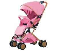 Cochecito 3 en 1 de hasta 10 kg con función reclinable, pequeño y plegable, con accesorios, ruedas de espuma EVA, mosquitera, soporte para bebidas, cesta (rosa)