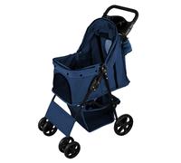 Cochecito Azul Marino Plegable para Mascotas con Cubierta lluvia y Bolsa de Almacenamiento