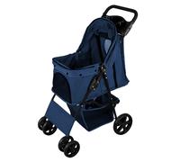 Cochecito Azul Plegable para Mascotas con Cubierta lluvia Carrito Perros Gatos