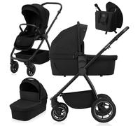LIONELO MERIL Silla paseo bebe 2 en 1 0-48 meses Hasta 22 kg, Capazo XXL Hasta 9 kg, Ruedas grandes Todoterreno 360°, Respaldo Ajustable Posición Acostada Suspensión Total Capota XXL (Black)