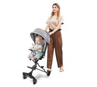 Cochecito Canne, 0-4 años, 0-25 kg, cochecito de bebé, ligero y compacto, posición alargada, plegable automático, 30 x 55 x 86,5 cm, color gris
