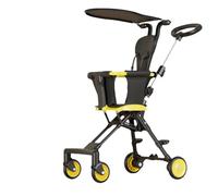 Cochecito de 4 ruedas para viajes infantiles, plegable con un solo clic, se puede llevar en un avión para viajes, adecuado para edades de 1 a 4 años (amarillo, hay una visera solar)