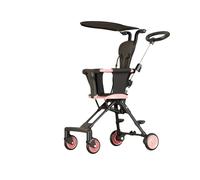 Cochecito de 4 ruedas para viajes infantiles, plegable con un solo clic, se puede llevar en un avión para viajes, adecuado para edades de 1 a 4 años (rosa, hay una visera solar)