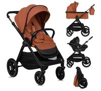 Lionelo Layla Carrito de Bebe 3 en 1 (0-4 Años, 0-22 Kg) Sistema de Viaje con Silla de Coche, Capazo y Silla, Posición Reclinable, Suspensión, Ruedas PU, Capota UPF50+