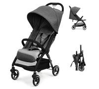 Cochecito De Bebé Compacto y Ligero - Plegado Fácil Con Una Mano - Respaldo Ajustable - Ruedas EVA Duraderas - Toldo Con Protección Solar UPF 50+ - Esquema De Suspensión y Arnés De 5 Puntos - Gris