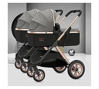 Cochecito de bebé con sombrilla gemela,Cochecito tándem plegable for bebés y niños pequeños,Silla de paseo doble desmontable de 2 carros individuales con moisés reversible,Toldo ajustable ( Color : Gr