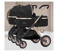Cochecito de bebé con sombrilla gemela,Cochecito tándem plegable for bebés y niños pequeños,Silla de paseo doble desmontable de 2 carros individuales con moisés reversible,Toldo ajustable ( Color : Ne