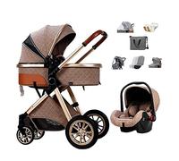Cochecito de bebé de lujo y asiento de coche combinado, cochecito for recién nacido, cochecito plegable, resortes de absorción de impactos, cochecito de vista alta con cubierta for lluvia ( Color : Go