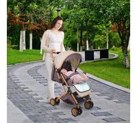 Cochecito de bebé ligero y compacto 0 meses a 4 años, 25 kg de capacidad, plegable en 1 paso, respaldo reclinable, canopy Bkaki