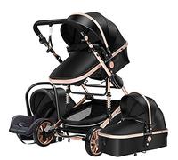 Cochecito de Bebé Sillas de Paseo 3 en 1 Baby Walker Cochecito de Alto Paisaje Cochecitos Plegables Carrito de Bebé para Bebé 0-36 Meses (Black Gold)
