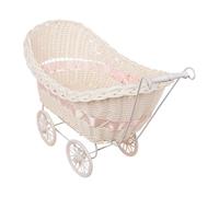 Cochecito de bebé tejido para baby shower,carrito de cuatro ruedas imitación ratán rústico estilo campañero | Organización de hogar y decoración para habitación infantil interior al aire libre porche