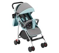 Cochecito de caña de bebé ultraligero, compacto, plegable e inclinable desde el nacimiento hasta 25 kg, con sistema Trolley, funda de lluvia incluida, y capó, ampliable, C-azul claro
