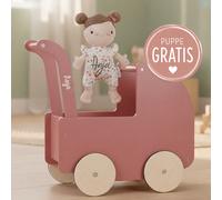 Cochecito de madera para muñecas Little Dutch con muñeca de trapo – personalizable – Sin personalización