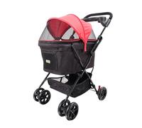 Cochecito de Mascotas Ibiyaya Pet Buggy Rojo - Paseos cómodos y seguros