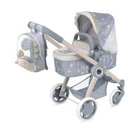 De Cuevas Toys Coche de muñeca 3x1 plegable con mochila para muñecas hasta 48 cm
