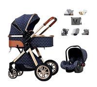 Cochecito De Muñecas Cochecito De Lujo Cochecito Infantil Y Asiento De Coche Combo, Carro for Recién Nacido Cochecito Plegable Cochecito Muelles De Absorción De Impactos Cochecito De Vista Alta(Blauw)
