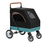 Cochecito de paseo para perros de lujo, transpirable, cochecito para mascotas, transportador de viaje, cochecitos para perros grandes, cochecitos para mascotas de 4 ruedas, ideal para perros gemelos