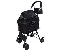 Cochecito de perro fácil plegable para tela Oxford 600D, peso máximo, ruedas de 15 kg, soportes giratorios de 360 grados, cesta de almacenamiento, 6 ruedas de acero EVA, patas de pulpo
