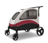 Cochecito de perro para perros grandes/2 gatos, carro de compañía grande para gatos con discapacidad Perros, equipo de compañía Carrito de viaje para mascotas múltiples, peso de carga 130 kg (rojo)