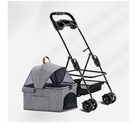 Cochecito de viaje desmontable para perros y mascotas, cochecitos para perros pequeños y medianos, transportadores y cochecitos para gatos, carrito portátil separable con taza (verde) (gris a)