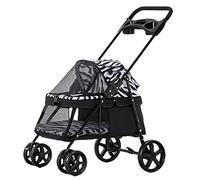 Cochecito de Viaje for Mascotas Cochecito de Cuatro Ruedas for Mascotas Carro for Perros Carros for Gatos Plegables for Perros medianos pequeños salientes, Carga Dentro de 15 kg,Rosado (Color : White