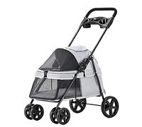 Cochecito de Viaje for Mascotas Cochecito de Cuatro Ruedas for Mascotas Carro for Perros Carros for Gatos Plegables for Perros medianos pequeños salientes, Carga Dentro de 15 kg,Rosado (Color : Gray