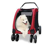 Cochecito de Viaje for Mascotas Cochecito de Viaje Cochecito for Mascotas Mediano y Grande Jogger Perro Gato Carga Plegable 55 kg, Duradero, Rojo (Color : Rosso)