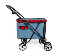 Cochecito De Viaje for Mascotas Cochecito for Perros 4 Ruedas Carro for Mascotas Portador Ventanas De Malla for Perros Medianos Y Grandes,C (Color : A)